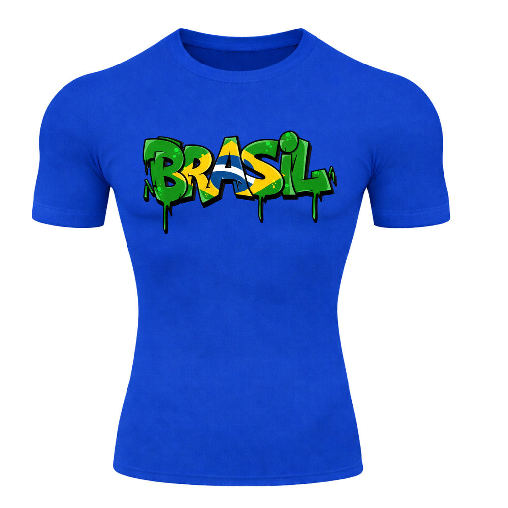 Camiseta Compressão Manga Curta UV Brasil Drip Edition Varias Cores Rash Guard