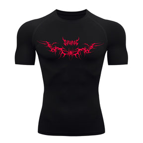 Camiseta Compressão Uv Manga Curta Cyber Tribal Savage Spider Wings Rash Guard