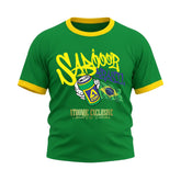 Camiseta Plus SIze Manga Curta Gola E Manga Colorida UV Atoomic Sabor Brasil Edition Copa