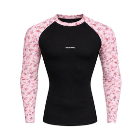 Camiseta Feminina Manga Longa Compressão Proteção Uv Estampa Nas Mangas Floral