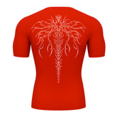 Camiseta Compressão Uv Manga Curta Cyber Tribal Chimera Spine Rash Guard