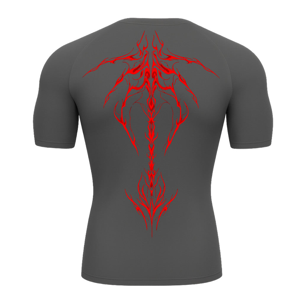 Camiseta Compressão Uv Manga Curta Cyber Tribal Unbreakable Dark Spine Rash Guard