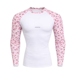 Camiseta Feminina Manga Longa Compressão Proteção Uv Estampa Nas Mangas Floral