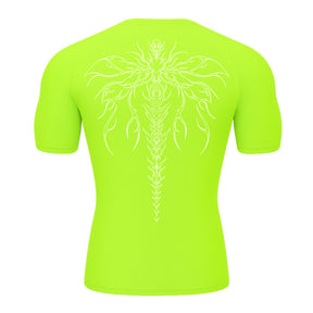 Camiseta Compressão Uv Manga Curta Cyber Tribal Chimera Spine Rash Guard