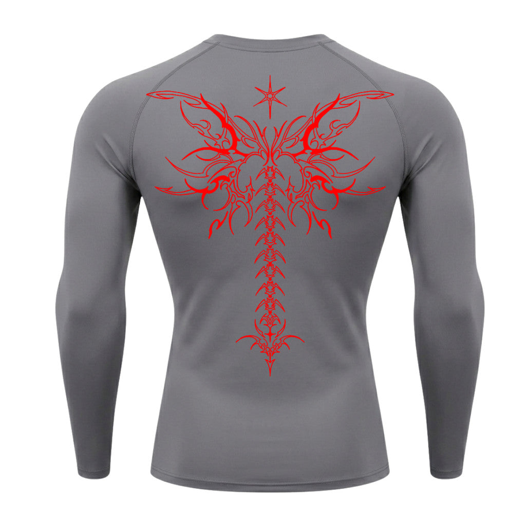 Camiseta Compressão Uv Manga Longa Cyber Tribal Shadow Stinger Wings Rash Guard