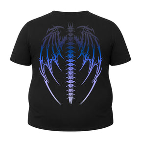 Camiseta Plus Size Proteção Uv Manga Curta Cyber Tribal Asas 01 Rash Guard