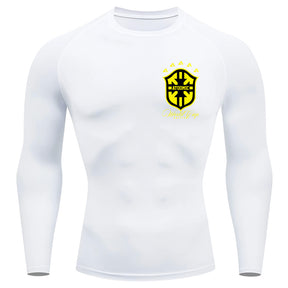 Camiseta Compressão Manga Longa UV Atoomic Escudo Brasil Prime Varias Cores Rash Guard
