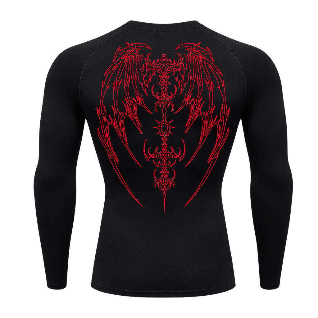 Camiseta Compressão Uv Manga Longa Cyber Tribal Phantom Wings Rash Guard
