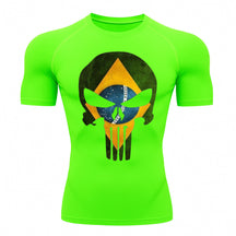 Camiseta Compressão Manga Curta UV Justiceiro Brasil Varias Cores Rash Guard