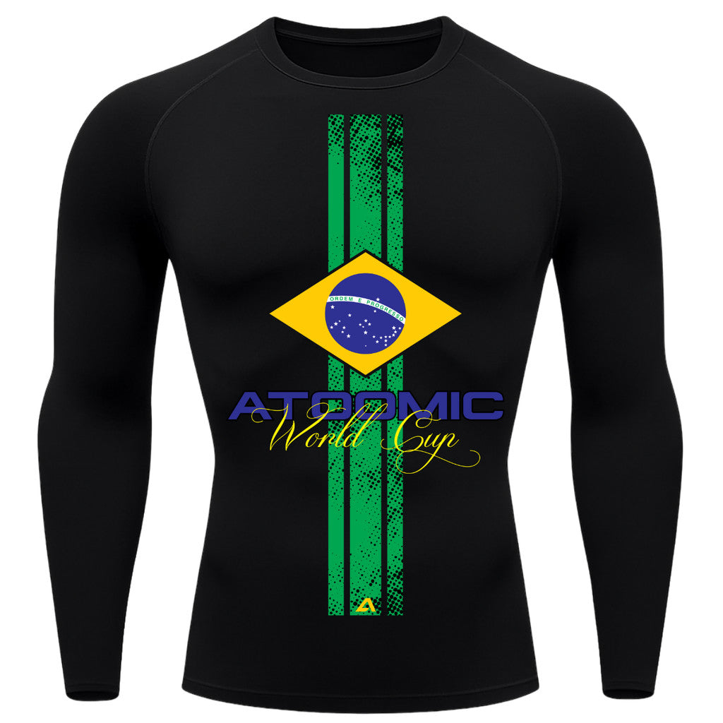 Camiseta Compressão Manga Longa UV Atoomic Brasil Edition Varias Cores Rash Guard