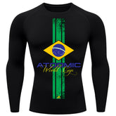 Camiseta Compressão Manga Longa UV Atoomic Brasil Edition Varias Cores Rash Guard
