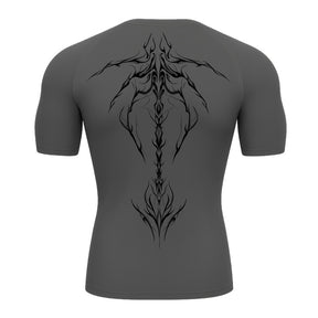 Camiseta Compressão Uv Manga Curta Cyber Tribal Unbreakable Dark Spine Rash Guard
