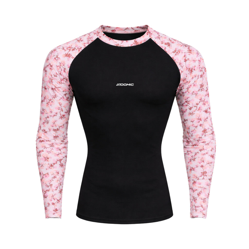 Camiseta Feminina Manga Longa Compressão Proteção Uv Estampa Nas Mangas Floral