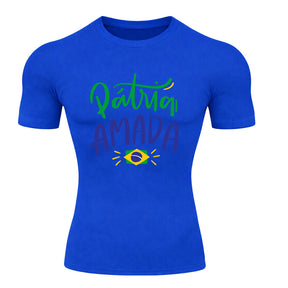 Camiseta Compressão Manga Curta Proteção UV 50+ Pátria Amada Brasil Varias Cores Rash Guard