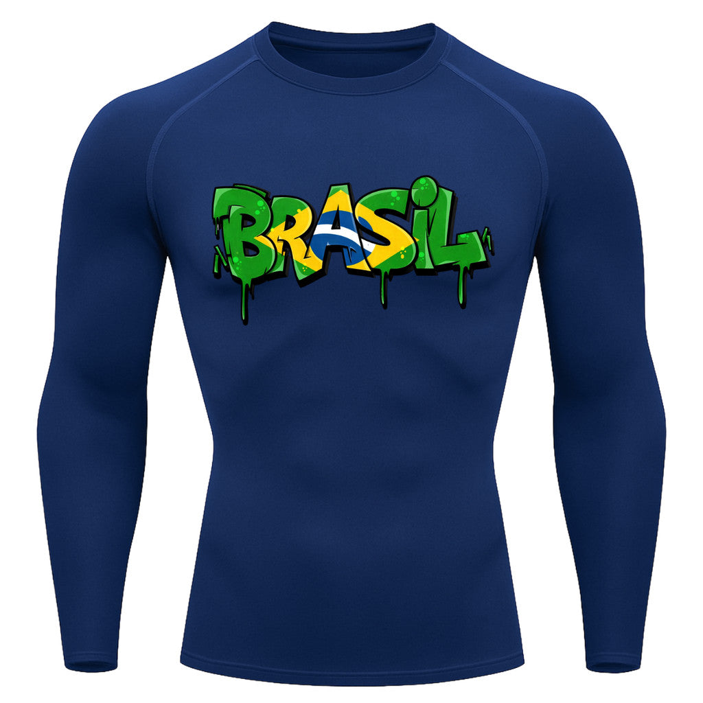 Camiseta Compressão Manga Longa UV Brasil Drip Edition Varias Cores Rash Guard