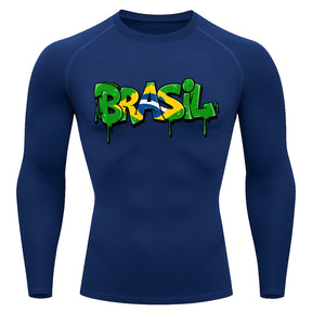Camiseta Compressão Manga Longa UV Brasil Drip Edition Varias Cores Rash Guard