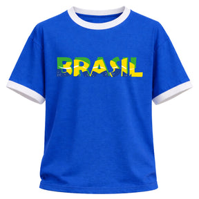 Camiseta Algodão Manga Curta Escrita Do Brasil Varias Cores