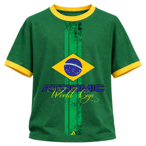 Camiseta Algodão Gola E Manga Colorida Manga Curta UV Atoomic Brasil Edition Varias Cores