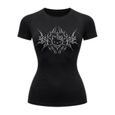 Camiseta Compressão Uv Manga Curta Cyber Tribal Black Heart Hello Kitty Rash Guard