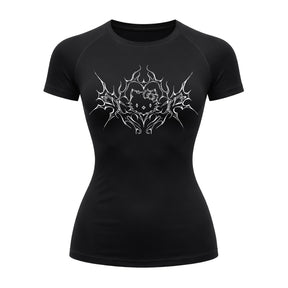 Camiseta Compressão Uv Manga Curta Cyber Tribal Black Heart Hello Kitty Rash Guard