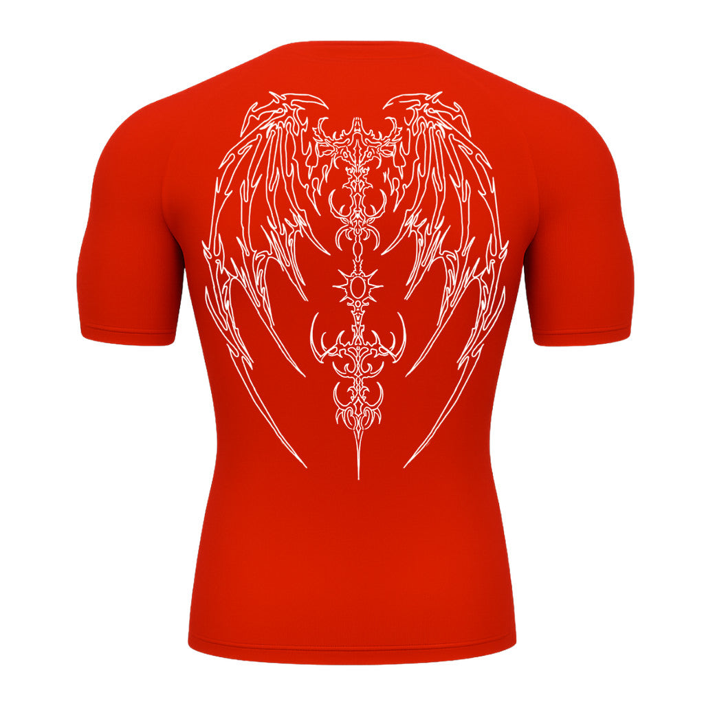 Camiseta Compressão Uv Manga Curta Cyber Tribal Phantom Wings Rash Guard