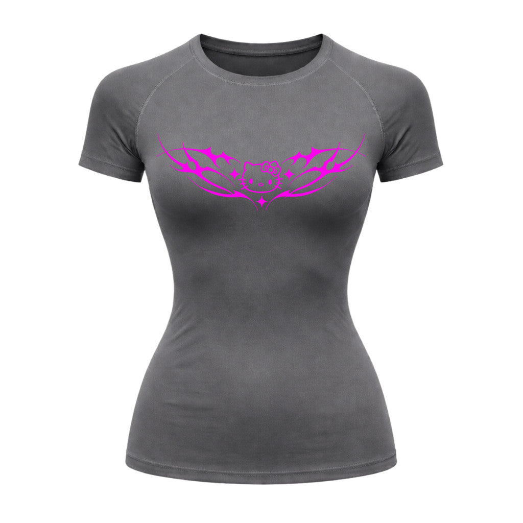 Camiseta Compressão Uv Manga Curta Cyber Tribal Angel Hello Kitty Rash Guard