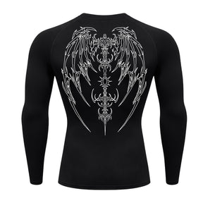 Camiseta Compressão Uv Manga Longa Cyber Tribal Phantom Wings Rash Guard