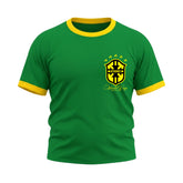 Camiseta Plus Size Manga Curta Gola E Manga Colorida UV Escudo Brasil Prime Edition Copa