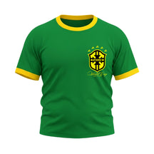 Camiseta Plus Size Manga Curta Gola E Manga Colorida UV Escudo Brasil Prime Edition Copa