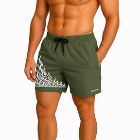 Shorts Elastano Fire Bermuda Fogo Corrida Mauricinho Tecido Leve Bermuda Para Treinar Gym