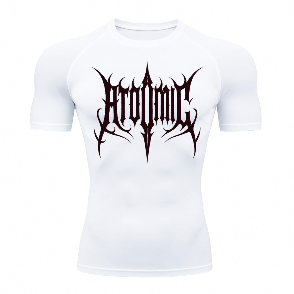 Camiseta Compressão Uv Manga Curta Cyber Tribal Atoomic Imperium Dark Rash Guard