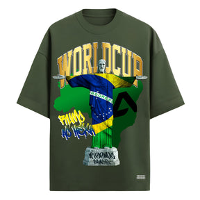 Camiseta Oversized Premium 20.1 Atoomic Brasil Rumo Ao Hexa Cristo Redentor Camisa Unissex