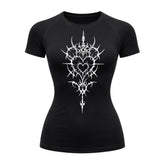 Camiseta Compressão Uv Manga Curta Cyber Tribal Iron Hearth Dark Rash Guard
