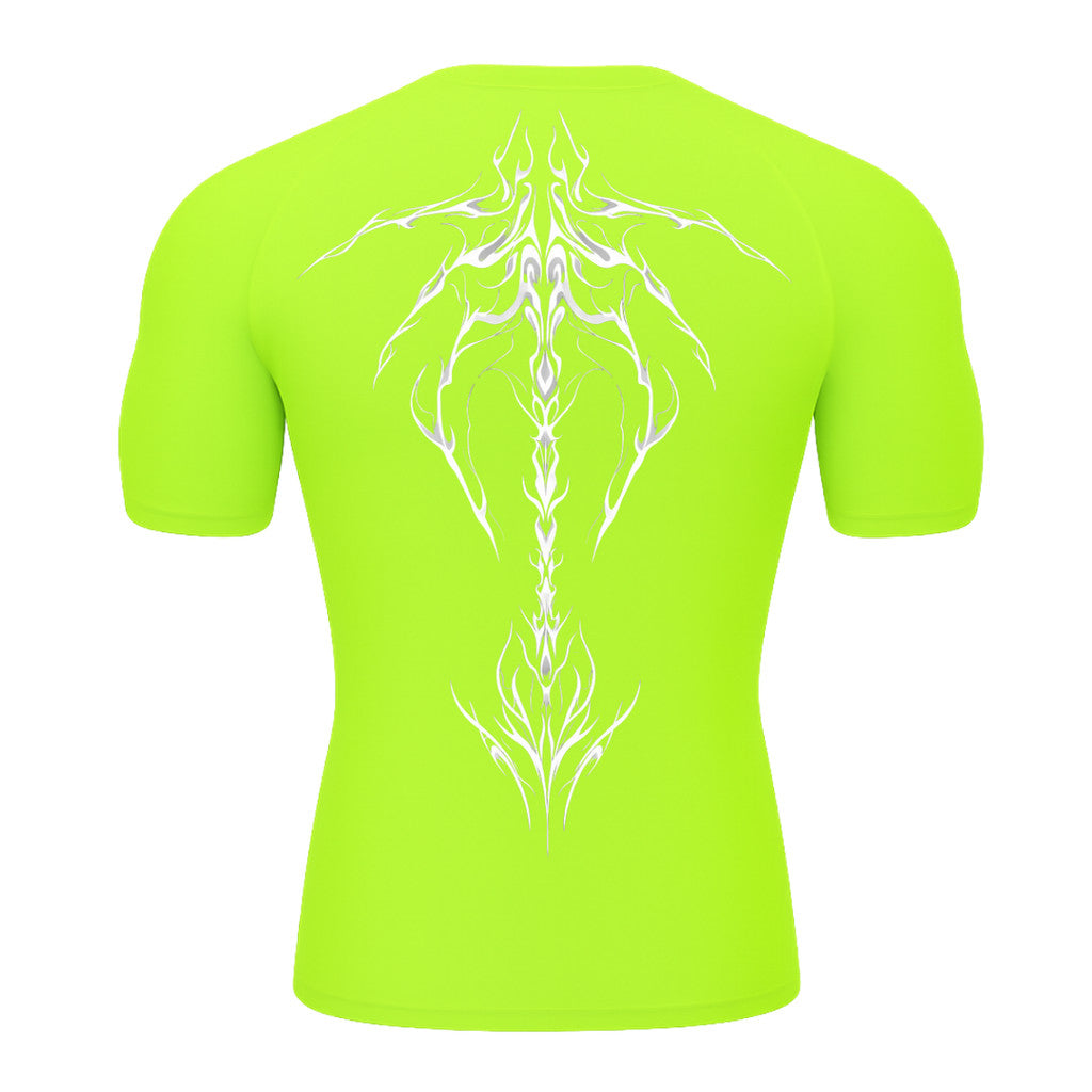 Camiseta Compressão Uv Manga Curta Cyber Tribal Unbreakable Dark Spine Rash Guard