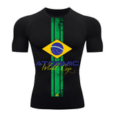 Camiseta Compressão Manga Curta UV Atoomic Brasil Edition Varias Cores Rash Guard