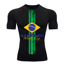 Camiseta Compressão Manga Curta UV Atoomic Brasil Edition Varias Cores Rash Guard