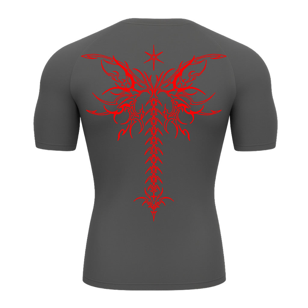 Camiseta Compressão Uv Manga Curta Cyber Tribal Shadow Stinger Wings Rash Guard