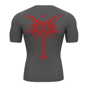 Camiseta Compressão Uv Manga Curta Cyber Tribal Shadow Stinger Wings Rash Guard