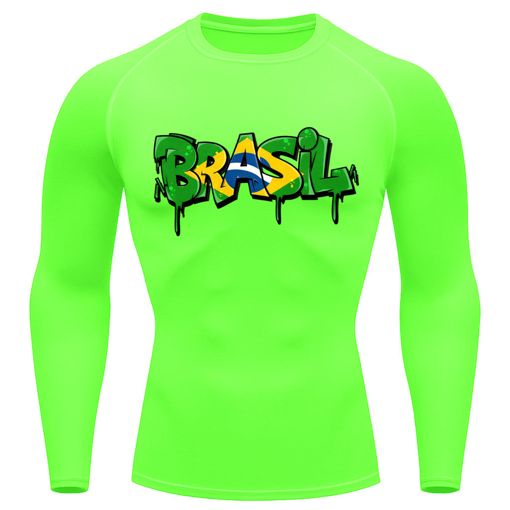 Camiseta Compressão Manga Longa UV Brasil Drip Edition Varias Cores Rash Guard