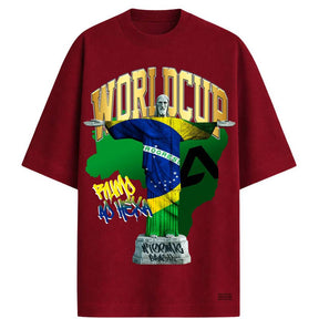 Camiseta Oversized Premium 20.1 Atoomic Brasil Rumo Ao Hexa Cristo Redentor Camisa Unissex