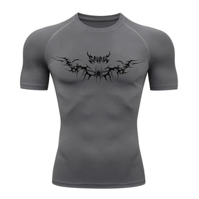 Camiseta Compressão Uv Manga Curta Cyber Tribal Savage Spider Wings Rash Guard