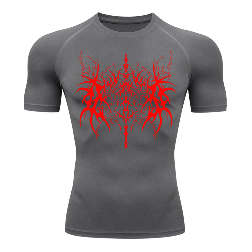 Camiseta Compressão Uv 50+ Manga Curta Cyber Tribal Dark Vanguard Rash Guard camisa