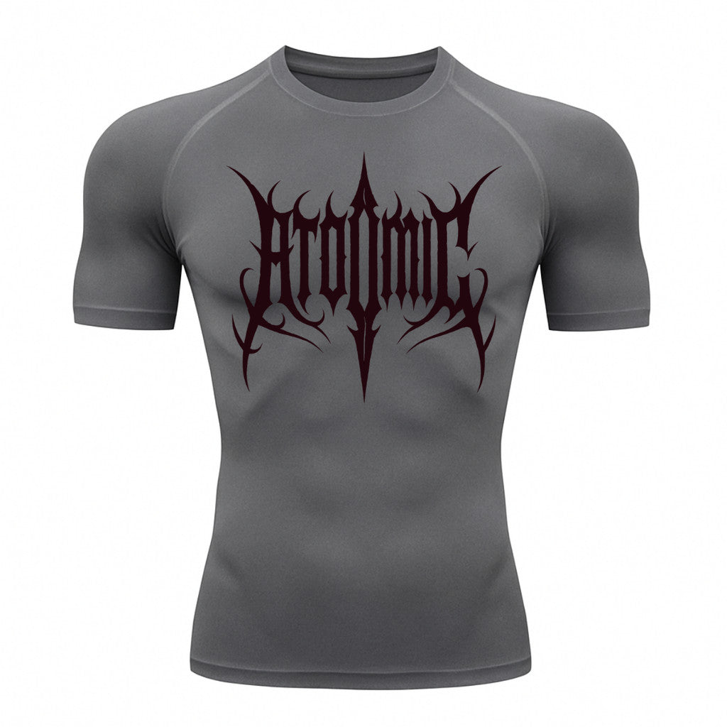 Camiseta Compressão Uv Manga Curta Cyber Tribal Atoomic Imperium Dark Rash Guard