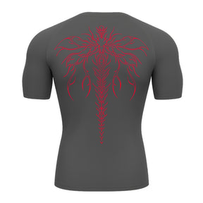 Camiseta Compressão Uv Manga Curta Cyber Tribal Chimera Spine Rash Guard