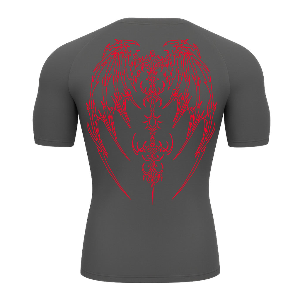 Camiseta Compressão Uv Manga Curta Cyber Tribal Phantom Wings Rash Guard