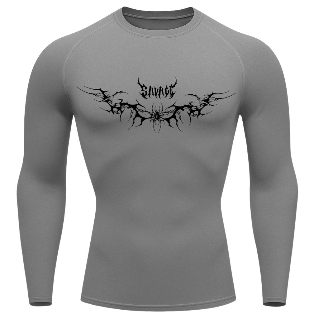 Camiseta Compressão Uv Manga Longa Cyber Tribal Savage Spider Wings Rash Guard
