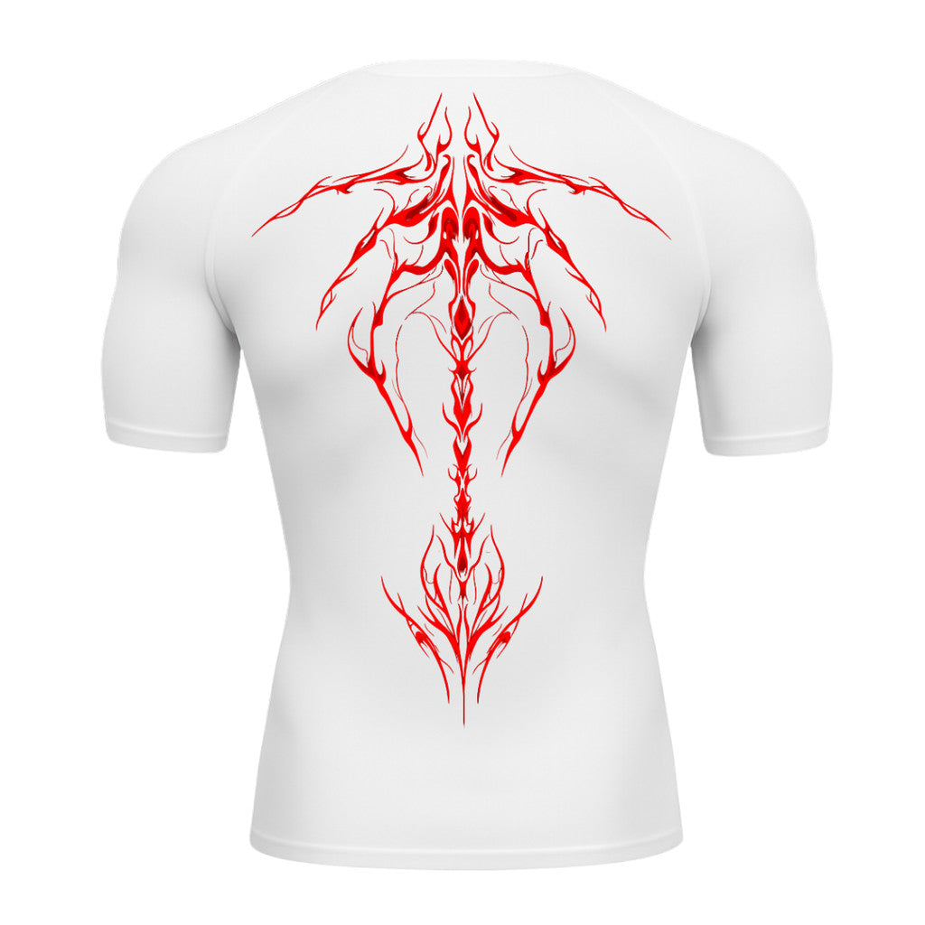 Camiseta Compressão Uv Manga Curta Cyber Tribal Unbreakable Dark Spine Rash Guard
