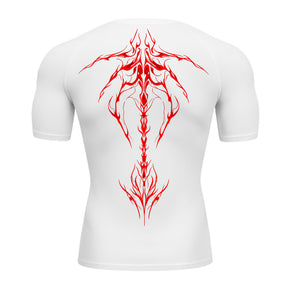 Camiseta Compressão Uv Manga Curta Cyber Tribal Unbreakable Dark Spine Rash Guard