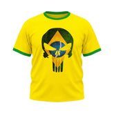 Camiseta Plus Size Manga Curta Gola E Manga Colorida UV Justiceiro Brasil