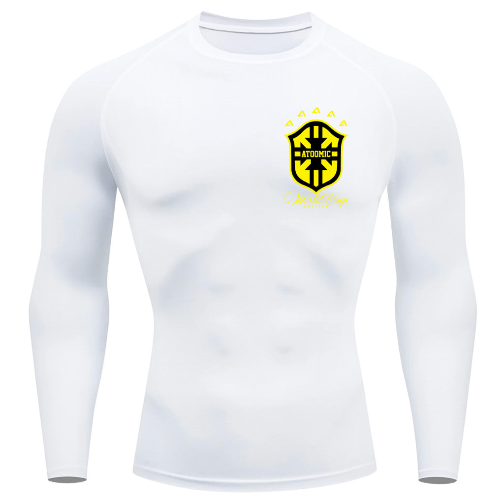 Camiseta Compressão Manga Longa UV Atoomic Escudo Brasil Prime Varias Cores Rash Guard
